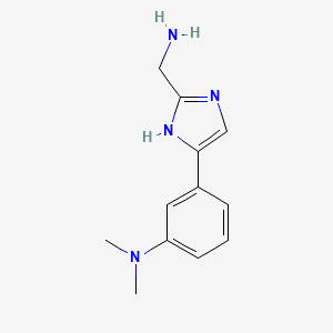 molecular formula C12H16N4 B11892397 3-(2-(Aminomethyl)-1H-imidazol-5-yl)-N,N-dimethylaniline 