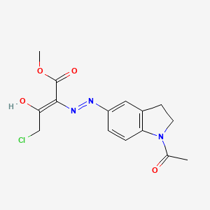 molecular formula C15H16ClN3O4 B1189241 methyl 2-[(1-acetyl-2,3-dihydro-1H-indol-5-yl)hydrazono]-4-chloro-3-oxobutanoate 