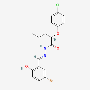 molecular formula C18H18BrClN2O3 B1189242 N'-(5-bromo-2-hydroxybenzylidene)-2-(4-chlorophenoxy)pentanohydrazide 