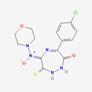 molecular formula C14H14ClN5O3S B1189245 4-(4-chlorophenyl)-6-[hydroxy(4-morpholinyl)amino]-7-mercapto-3H-1,2,5-triazepin-3-one 