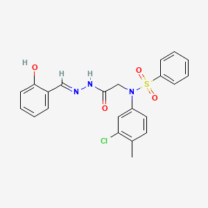 molecular formula C22H20ClN3O4S B1189263 N-(3-chloro-4-methylphenyl)-N-{2-[2-(2-hydroxybenzylidene)hydrazino]-2-oxoethyl}benzenesulfonamide 