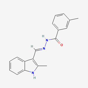 molecular formula C18H17N3O B1189270 3-methyl-N'-[(2-methyl-1H-indol-3-yl)methylene]benzohydrazide 