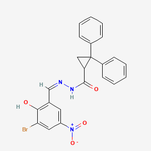 molecular formula C23H18BrN3O4 B1189275 N'-{3-bromo-2-hydroxy-5-nitrobenzylidene}-2,2-diphenylcyclopropanecarbohydrazide 