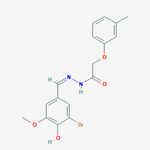 molecular formula C17H17BrN2O4 B1189285 N'-(3-bromo-4-hydroxy-5-methoxybenzylidene)-2-(3-methylphenoxy)acetohydrazide 