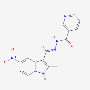 molecular formula C16H13N5O3 B1189286 N'-({5-nitro-2-methyl-1H-indol-3-yl}methylene)nicotinohydrazide 