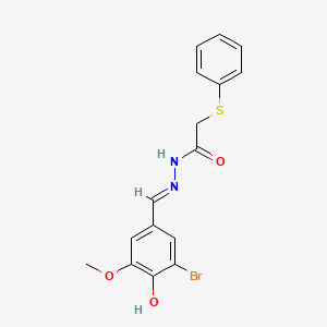 molecular formula C16H15BrN2O3S B1189294 N'-(3-bromo-4-hydroxy-5-methoxybenzylidene)-2-(phenylsulfanyl)acetohydrazide 
