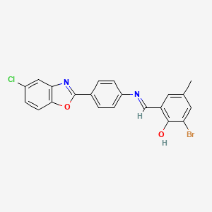 2-Bromo-6-({[4-(5-chloro-1,3-benzoxazol-2-yl)phenyl]imino}methyl)-4-methylphenol