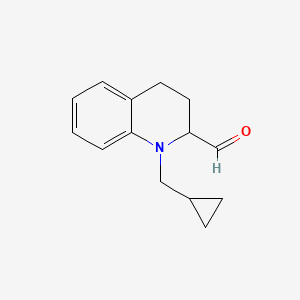 molecular formula C14H17NO B11893059 1-(Cyclopropylmethyl)-1,2,3,4-tetrahydroquinoline-2-carbaldehyde 