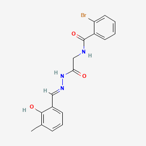 molecular formula C17H16BrN3O3 B1189306 2-bromo-N-{2-[2-(2-hydroxy-3-methylbenzylidene)hydrazino]-2-oxoethyl}benzamide 