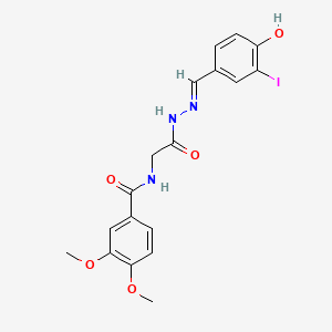 molecular formula C18H18IN3O5 B1189309 N-{2-[2-(4-hydroxy-3-iodobenzylidene)hydrazino]-2-oxoethyl}-3,4-dimethoxybenzamide 