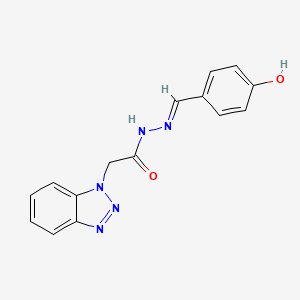 molecular formula C15H13N5O2 B1189310 2-(1H-benzotriazol-1-yl)-N'-[(E)-(4-hydroxyphenyl)methylidene]acetohydrazide 