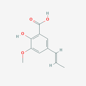 molecular formula C11H12O4 B11893114 (E)-2-Hydroxy-3-methoxy-5-(prop-1-en-1-yl)benzoic acid 