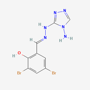 molecular formula C9H8Br2N6O B1189315 2-{(E)-[2-(4-amino-4H-1,2,4-triazol-3-yl)hydrazinylidene]methyl}-4,6-dibromophenol 