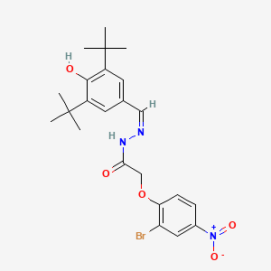 molecular formula C23H28BrN3O5 B1189317 2-{2-bromo-4-nitrophenoxy}-N'-(3,5-ditert-butyl-4-hydroxybenzylidene)acetohydrazide 