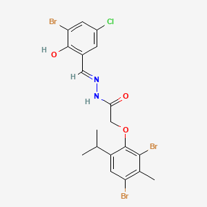 molecular formula C19H18Br3ClN2O3 B1189321 N'-(3-bromo-5-chloro-2-hydroxybenzylidene)-2-(2,4-dibromo-6-isopropyl-3-methylphenoxy)acetohydrazide 