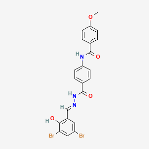 molecular formula C22H17Br2N3O4 B1189322 N-(4-{[2-(3,5-dibromo-2-hydroxybenzylidene)hydrazino]carbonyl}phenyl)-4-methoxybenzamide 