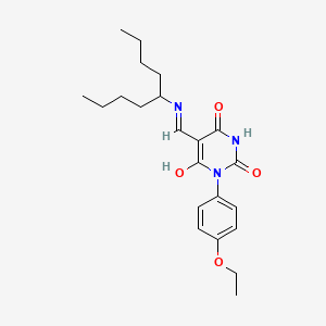molecular formula C22H31N3O4 B1189328 5-{[(1-butylpentyl)amino]methylene}-1-(4-ethoxyphenyl)-2,4,6(1H,3H,5H)-pyrimidinetrione 