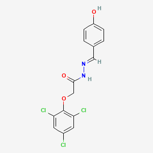 molecular formula C15H11Cl3N2O3 B1189337 N'-(4-hydroxybenzylidene)-2-(2,4,6-trichlorophenoxy)acetohydrazide 