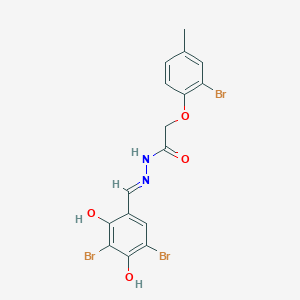 molecular formula C16H13Br3N2O4 B1189340 2-(2-bromo-4-methylphenoxy)-N'-(3,5-dibromo-2,4-dihydroxybenzylidene)acetohydrazide 