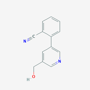 molecular formula C13H10N2O B11893429 2-(5-(Hydroxymethyl)pyridin-3-yl)benzonitrile CAS No. 1346691-53-9