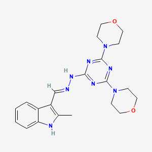 molecular formula C21H26N8O2 B1189345 2-methyl-1H-indole-3-carbaldehyde [4,6-di(4-morpholinyl)-1,3,5-triazin-2-yl]hydrazone 