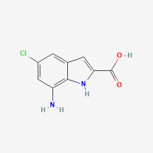 molecular formula C9H7ClN2O2 B11893553 7-Amino-5-chloro-1H-indole-2-carboxylic acid 