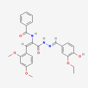 molecular formula C27H27N3O6 B1189363 N-(2-(2,4-dimethoxyphenyl)-1-{[2-(3-ethoxy-4-hydroxybenzylidene)hydrazino]carbonyl}vinyl)benzamide 