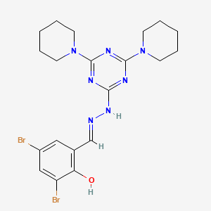 molecular formula C20H25Br2N7O B1189384 3,5-Dibromo-2-hydroxybenzaldehyde (4,6-dipiperidin-1-yl-1,3,5-triazin-2-yl)hydrazone 