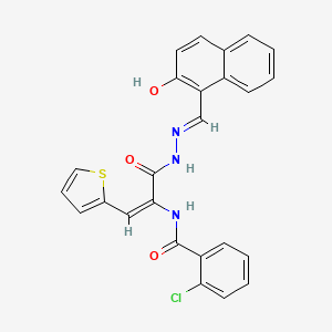 molecular formula C25H18ClN3O3S B1189389 2-chloro-N-[1-({2-[(2-hydroxy-1-naphthyl)methylene]hydrazino}carbonyl)-2-(2-thienyl)vinyl]benzamide 