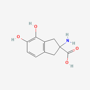 molecular formula C10H11NO4 B11893941 2-Amino-4,5-dihydroxy-2,3-dihydro-1H-indene-2-carboxylic acid CAS No. 721386-72-7