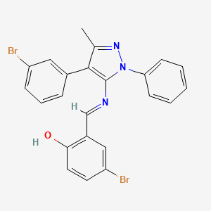 molecular formula C23H17Br2N3O B1189399 4-bromo-2-({[4-(3-bromophenyl)-3-methyl-1-phenyl-1H-pyrazol-5-yl]imino}methyl)phenol 