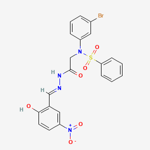 molecular formula C21H17BrN4O6S B1189403 N-(3-bromophenyl)-N-[2-(2-{2-hydroxy-5-nitrobenzylidene}hydrazino)-2-oxoethyl]benzenesulfonamide 