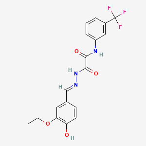 molecular formula C18H16F3N3O4 B1189404 2-[2-(3-ethoxy-4-hydroxybenzylidene)hydrazino]-2-oxo-N-[3-(trifluoromethyl)phenyl]acetamide 