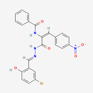 molecular formula C23H17BrN4O5 B1189405 N-(1-{[2-(5-bromo-2-hydroxybenzylidene)hydrazino]carbonyl}-2-{4-nitrophenyl}vinyl)benzamide 