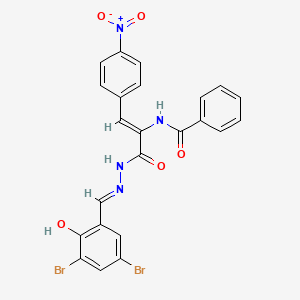 molecular formula C23H16Br2N4O5 B1189407 N-(1-{[2-(3,5-dibromo-2-hydroxybenzylidene)hydrazino]carbonyl}-2-{4-nitrophenyl}vinyl)benzamide 