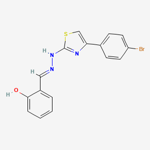 molecular formula C16H12BrN3OS B1189417 2-((4-(4-Bromo-phenyl)-thiazol-2-YL)-hydrazonomethyl)-phenol 