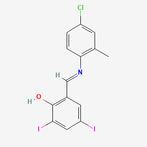 molecular formula C14H10ClI2NO B1189422 2-{[(4-Chloro-2-methylphenyl)imino]methyl}-4,6-diiodophenol 