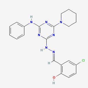 5-Chloro-2-hydroxybenzaldehyde [4-anilino-6-(1-piperidinyl)-1,3,5-triazin-2-yl]hydrazone