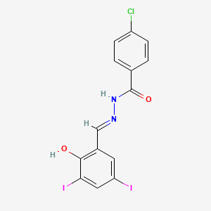 molecular formula C14H9ClI2N2O2 B1189428 4-chloro-N'-(2-hydroxy-3,5-diiodobenzylidene)benzohydrazide 
