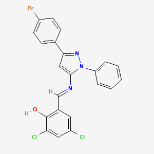 molecular formula C22H14BrCl2N3O B1189433 2-({[3-(4-bromophenyl)-1-phenyl-1H-pyrazol-5-yl]imino}methyl)-4,6-dichlorophenol 