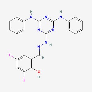 molecular formula C22H17I2N7O B1189445 2-Hydroxy-3,5-diiodobenzaldehyde (4,6-dianilino-1,3,5-triazin-2-yl)hydrazone 