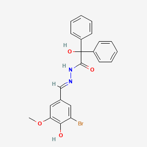 molecular formula C22H19BrN2O4 B1189447 N'-(3-bromo-4-hydroxy-5-methoxybenzylidene)-2-hydroxy-2,2-diphenylacetohydrazide 