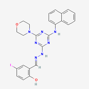 2-Hydroxy-5-iodobenzaldehyde [4-(4-morpholinyl)-6-(1-naphthylamino)-1,3,5-triazin-2-yl]hydrazone