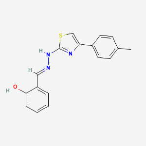 molecular formula C17H15N3OS B1189455 2-[(E)-{2-[4-(4-methylphenyl)-1,3-thiazol-2-yl]hydrazinylidene}methyl]phenol 