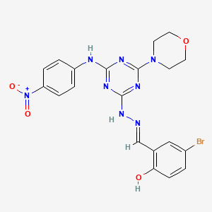 molecular formula C20H19BrN8O4 B1189457 5-Bromo-2-hydroxybenzaldehyde [4-{4-nitroanilino}-6-(4-morpholinyl)-1,3,5-triazin-2-yl]hydrazone 