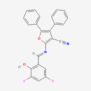 molecular formula C24H14I2N2O2 B1189463 2-[(2-Hydroxy-3,5-diiodobenzylidene)amino]-4,5-diphenyl-3-furonitrile 
