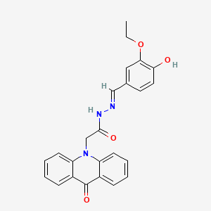 molecular formula C24H21N3O4 B1189465 N'-(3-ethoxy-4-hydroxybenzylidene)-2-(9-oxo-10(9H)-acridinyl)acetohydrazide 