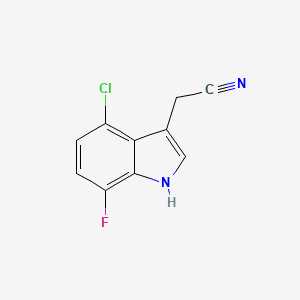 molecular formula C10H6ClFN2 B11894663 2-(4-Chloro-7-fluoro-1H-indol-3-yl)acetonitrile 