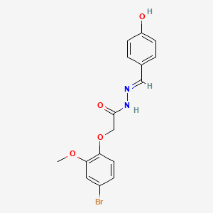 molecular formula C16H15BrN2O4 B1189482 2-(4-bromo-2-methoxyphenoxy)-N'-(4-hydroxybenzylidene)acetohydrazide 