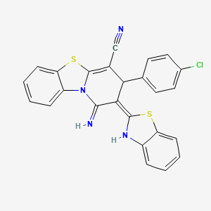 molecular formula C25H15ClN4S2 B1189485 1-amino-2-(1,3-benzothiazol-2-yl)-3-(4-chlorophenyl)-3H-pyrido[2,1-b][1,3]benzothiazole-4-carbonitrile 